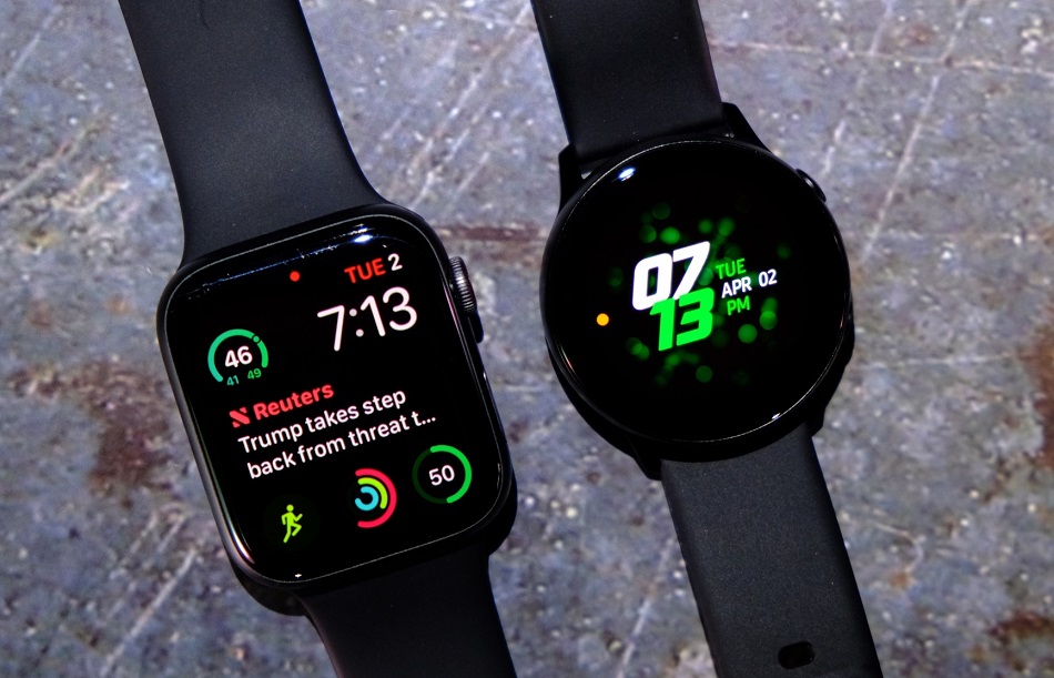 so sánh Samsung Galaxy Watch Active vs apple watch series 4